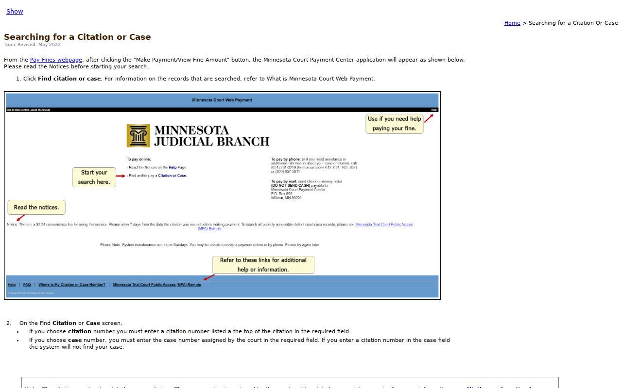 Steele County traffic court records citation and case search instructions